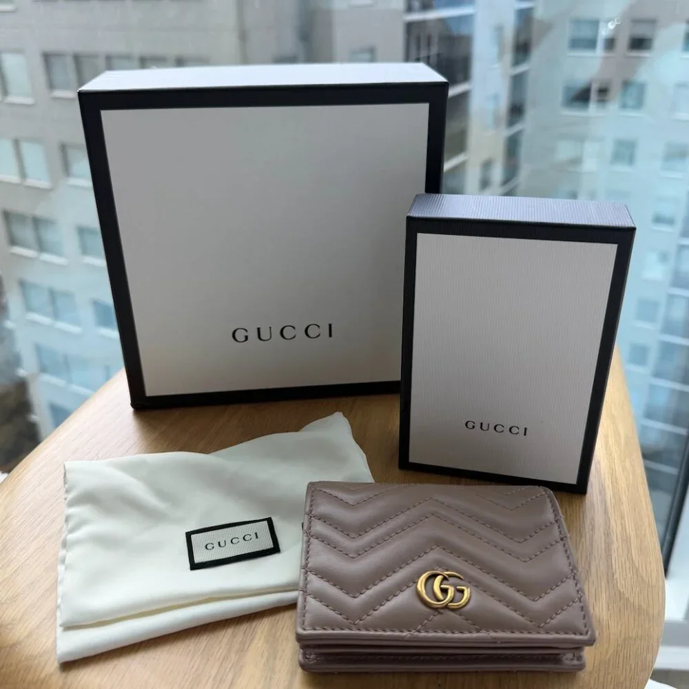 Gucci Quilted GG Marmont Small Wallet in Taupe - Picture 2 of 6